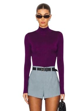 Aritzia Babaton Contour Mockneck Longsleeve PlumThong Bodysuit Size M